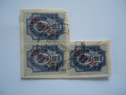 RUSSIA  LEVANT IN TURKEY UDED STAMPS  BLOCK OF 3 WITH POSTMARK - Other & Unclassified