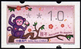 2016 China Macau ATM Stamps Affe Monkey / MNH / Klussendorf Automatenmarken Etiquetas Automatici Distributeur - Distribuidores