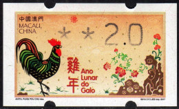 2017 China Macau ATM Stamps Hahn Rooster / MNH / Klussendorf Automatenmarken Etiquetas Automatici Distributeur - Distributors