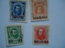 RUSSIA  LEVANT IN TURKEY UDED STAMPS  4 WITH POSTMARK - Altri & Non Classificati