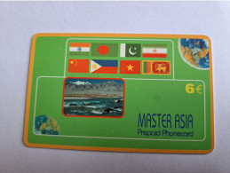 NETHERLANDS  PREPAID / € 6,- MASTER ASIA / FLAGS /MOUNTAIN/SEA/GLOBE     MINT CARD   ** 12936** - [3] Handy-, Prepaid- U. Aufladkarten