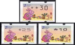 2023 China Macau ATM Stamps Hase Rabbit / MNH / Alle Drei Typen Klussendorf Nagler Newvision Automatenmarken Automatici - Automaten
