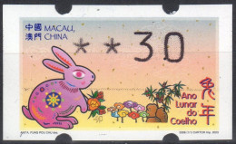 2023 China Macau ATM Stamps Hase Rabbit / MNH / Klussendorf Automatenmarken Automatici Etiquetas Automatici - Distributors