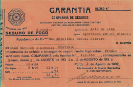 Portugal , GARANTIA Companhia De Seguros , Receipt Of Insurance , 1935 , Printed By Lisboa & Ferreira , Orange - Portugal