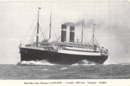 TRANSPORTS - Paquebots - Red Star Line Steamer Lapland - Length : 620 Feet - Tonnage : 18.694 - Carte Postale Ancienne - Steamers