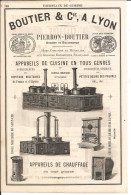 Publicité Ancienne Fourneaux De Cuisine Boutier à Lyon - Chauffage Sauvaire  Marseille - Pubblicitari