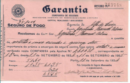 Portugal , GARANTIA  Seguros , Receipt Of Insurance , 1934 , Printed By Araújo & Sobrinho , Pink , Mod. 15  5-1934 - Portugal