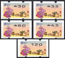 2023 China Macau ATM Stamps Hase Rabbit / Satz 5 Werte **  Nagler Automatenmarken Automatici Etiquetas Automatici - Distributors