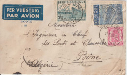 BELGIQUE - 1948 - ENVELOPPE Par AVION De BOOM ! => BONE (ALGERIE) ! - Lettres & Documents