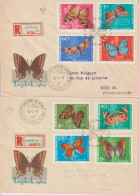 HONGRIE - 1969 - SERIE PAPILLONS / BUTTERFLY ! 2 ENVELOPPES RECOMMANDEES FDC De MABEOSZ => NICE - FDC