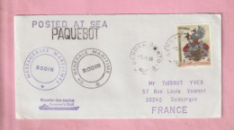 ENVELOPPE POSTED AT SEA / COURRIER DES MARINS  - C G M / MESSAGERIES MARITIMES /  RODIN - GENOVA 1985 - Franking Machines (EMA)