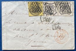 Lettre Etats De L'Eglise Tarif 20 Baj N°5 4 Baj + Paire N°9 En Paire Oblitérés Grille Pour La France à AVROLLES TTB - Papal States