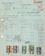 Facture 1923 A.J. Vollemaere Antwerpen Agentuur & Kommissie Papieren & Kartons > Gand + TP Fiscaux - Druck & Papierwaren