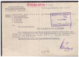 Dt- Reich (020340) Brief Ersatz- Abteilung Festungspionierschule Nach Wallmeisterschule Sternberg Vom 9.6.1943 - Documents