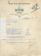 Facture 1922  Jean Van Heuverswyn Gand NEW HENDERSON FOUR EXCELSOIR MOTOR + Reçu + TP Fiscaux - Automobile