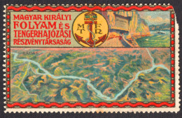 Iron Gates DANUBE Steamer River Transylvania HUNGARY Romania Serbia MAP 1910 Orsova Báziás VIGNETTE LABEL CINDERELLA - Transylvania