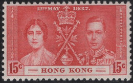 Hong Kong 1937 MH Sc 152 15c KGVI Coronation - Ongebruikt