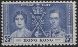 Hong Kong 1937 Unused Sc 153 25c KGVI Coronation - Ongebruikt