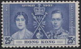 Hong Kong 1937 Unused Sc 153 25c KGVI Coronation - Neufs