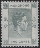 Hong Kong 1938-52 MH Sc 155 2c KGVI Gray Variety - Unused Stamps