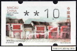 2015 China Macau ATM Stamps Old Streets And Alleys / MNH / Klussendorf Automatenmarken Automatici Etiquetas Distributeur - Distributors