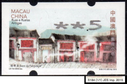 2015 China Macau ATM Stamps Old Streets And Alleys / MNH / Nagler Automatenmarken Automatici Etiquetas Distributeur - Distributori