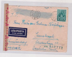 SLOVAKIA WW II  1943 HUNGARY ERSEKOJVAR NOVE ZAMKY  Censored Airmail Cover To AUSTRIA GERMANY - Lettres & Documents