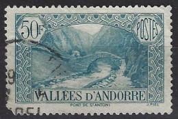 Andorra Francesa U  92 (o) Usado. 1937 - Oblitérés