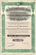 Titre De 1927 - Société Forestière Belge - Belgian Forest Corporation "Soforbel" - - Agricoltura