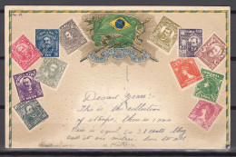 Brasil Brazil Postal Card Travelled - Postal Stationery