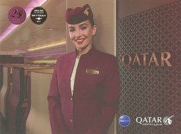 Postcard Qatar Airways Anniversary, Airline Stewardess Costume Beautifull Woman Smile Transport Travel Tourism Aeroplane - Qatar