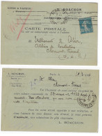 PARIS 119 Carte Postale Privée Commerciale Usine Vapeur BOACHON Fournitures 30 C Semeuse Bleu Yv 192 Ob 1926 Accusée Cde - 1921-1960: Moderne