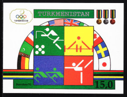 TURKMENISTAN — SCOTT 23 — 1992 15R OLYMPICS SHEET — MNH — SCV $11.00 - Turkmenistan