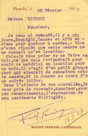 LETTRE ET SIGNATURE FERNAND LAUWERYNS 1937 EDITEUR DE MUSIQUE BRUXELLES - Autogramme