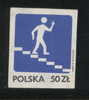 POLAND SOLIDARNOSC (PODZIEMNA POCZTA POLSKA) 1986 ROADSIGN MAN DESCENDING STAIRS 50 ZL (SOLID0135/0988) - Viñetas Solidarnosc