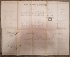 1892 GRENOBLE (39) Pont Sur Le DRAC 2 Grands Plans Techniques - Opere Pubbliche