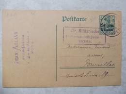 Entier Postale Entiers Postaux  Occupation   Oblitéré Gestempelt 1915 Mons Bergen Bruxelles Censure Censor Militaire - Occupation Allemande