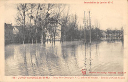 CPA 91 JUVISY SUR ORGE / INONDATION 1910 / ETANG DE LA Cie P.O. ET RUE DES GAULOIS / PAVILLON CHEF DE GARE / Cliché Rare - Juvisy-sur-Orge