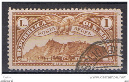 SAN  MARINO:  1931  P.A. VEDUTA  -  £. 1  BISTRO  US. -  SASS. 3 - Airmail