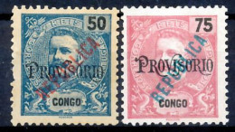 !										■■■■■ds■■ Congo 1914 AF#121-122 (*) Local Ovp "republica" On "provisório" (x13193) - Portuguese Congo