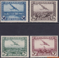 België 1936 - Mi:280/283, Yv:PA 1/4, OBP:PA 1/4, Airmail Stamps - XX - Breeder F VII Different Cities - Neufs