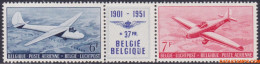 België 1951 - Mi:902/903, Yv:PA 27A, OBP:PA 26/27, Airmail Stamps - XX - Aero Club Belgium Glider - Postfris