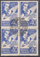 Brazil Brasil 1947 Mi#721 Piece Of 4, Nice Cancel - Gebraucht