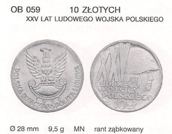 POLAND 1968 25 YEARS Of POLISH PEOPLE'S ARMY 10 Zloty - Pologne