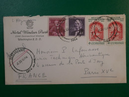 AR 22 USA   BELLE  LETTRE HOTEL WINDSOR P.  1962  PAR AVION WASHINGTON A PARIS FRANCE+ +J.O.AFFR. INTERESSANT++ - Storia Postale