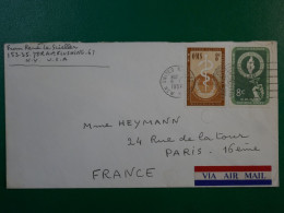 AR 22 USA   BELLE  LETTRE  1956 PAR AVION NEW YORK A PARIS FRANCE + +J.O.+AFFR. INTERESSANT++ - Briefe U. Dokumente