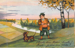 ANIMAUX - CHIEN - Teckel Avec Son Maitre - Cherche Donc Médor Cherche - Mais Je N'ai Rien Perdu - Carte Postale Ancienne - Cani