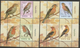 RO 2022-BIRDS, ROMANIA 4v + Lables, MNH - Unused Stamps