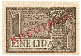 1 LIRA SPECIMEN OCCUPAZIONE TEDESCA DELLA PROVINCIA DI LUBJANA 28/11/1944 QFDS - 2. WK - Alliierte Besatzung