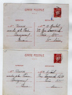 TB 4063 - 1942 - Entier Postal Type Pétain - Mme DUCROS Moulin De La Parée à BOURGANEUF Pour Mme MONTEIL à PARIS - Cartes Postales Types Et TSC (avant 1995)